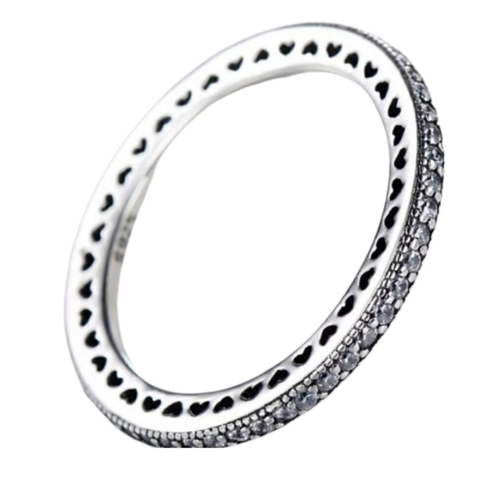925 Sterling Silver Oxidized Hearts Ring